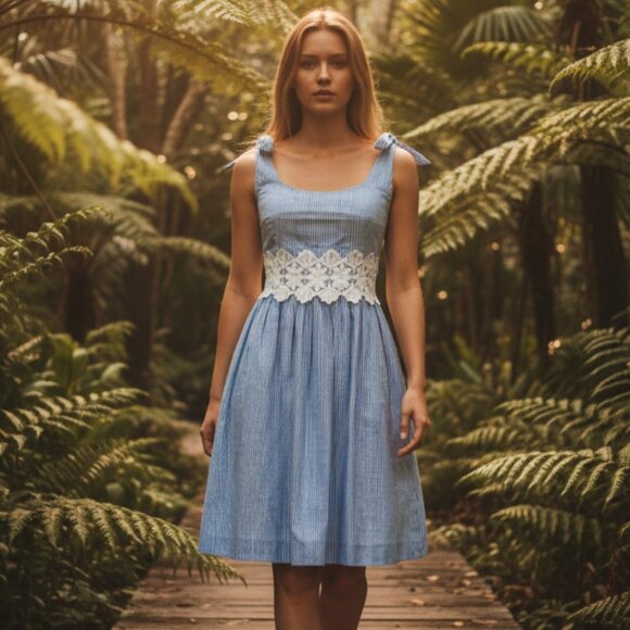 Lilly Pulitzer Tessa Coastal Blue White Seersucker Sun Dress, Size 4 (NWT) - Picture 7 of 8